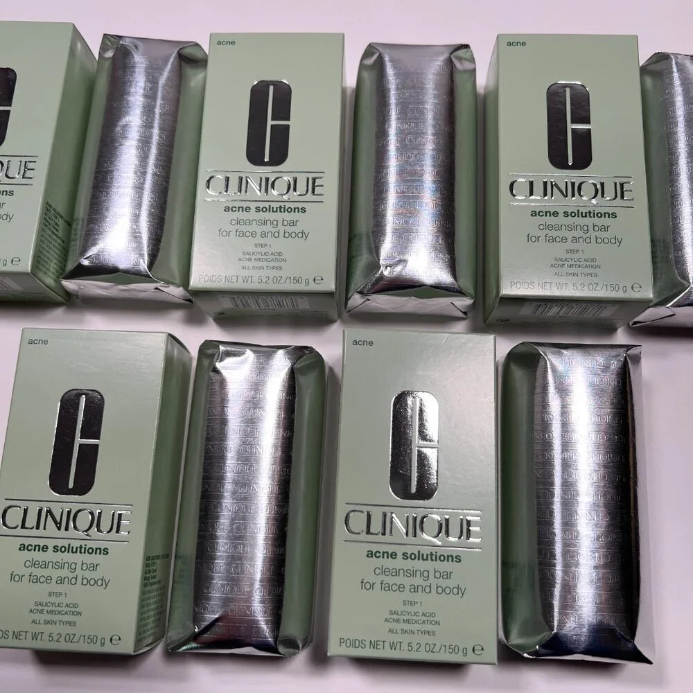 LOT of 5 Clinique Acne Solutions Cleansing Bar Soap For Face and Body Full Size